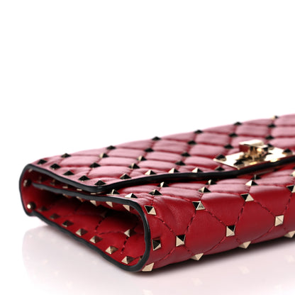 Valentino Garavani Nappa Rockstud Spike Wallet on Chain Rubino 9 of 12