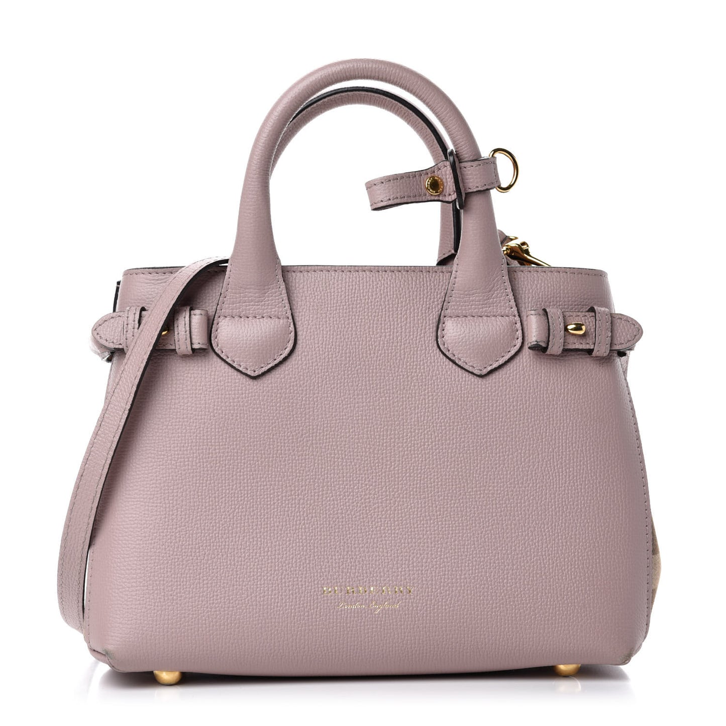 Grainy Calfskin House Check Small Banner Tote Pale Orchid