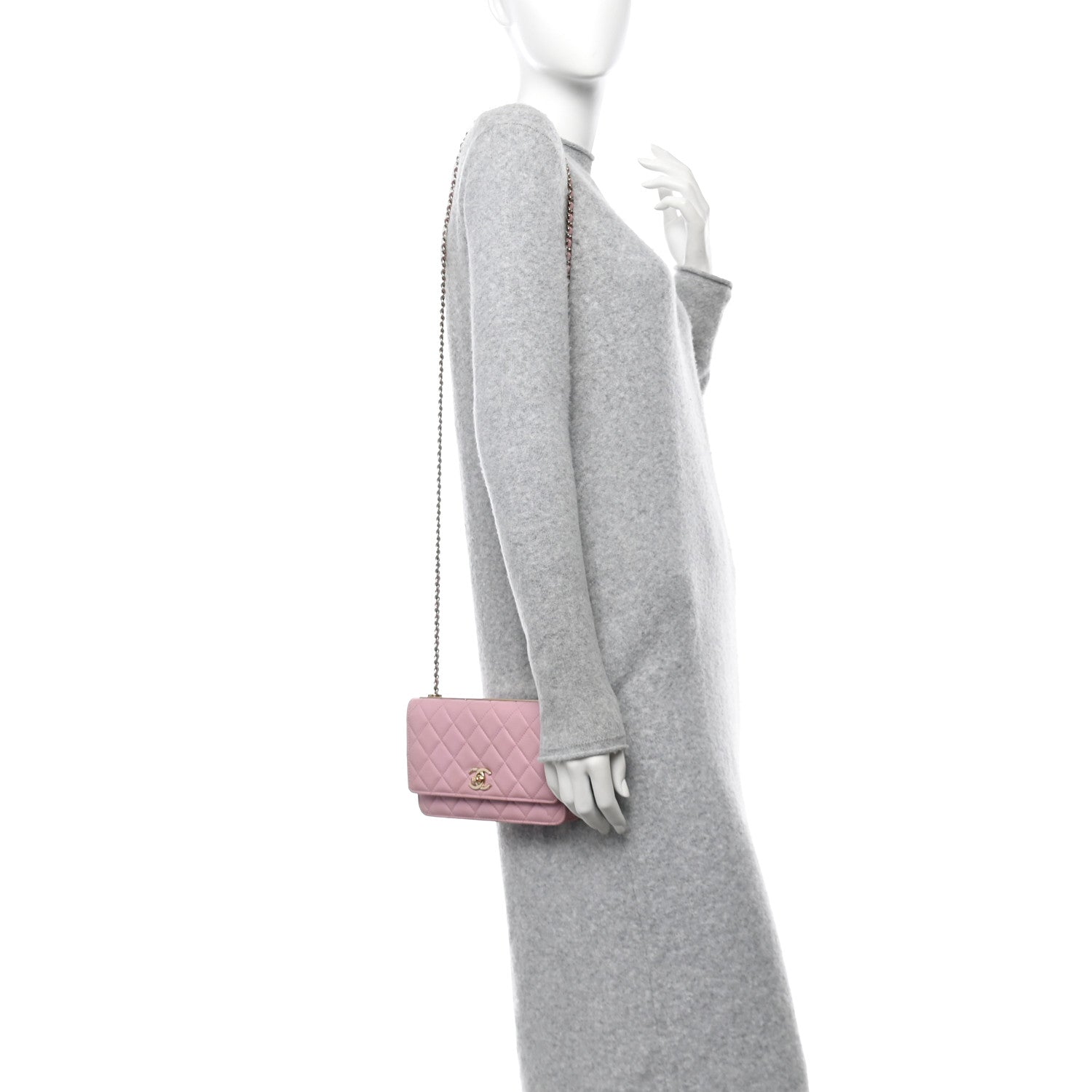 Chanel Lambskin Quilted Trendy CC Wallet On Chain WOC Pink 2 of 13