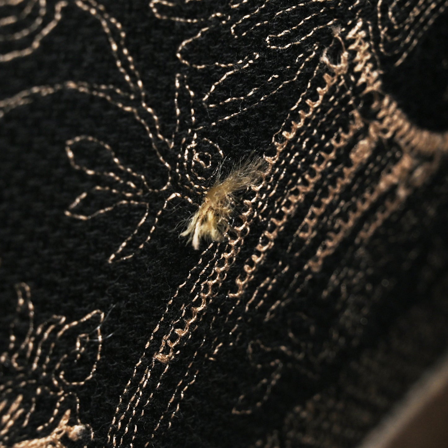 Canvas Embroidered Large Ornamental Cornely Book Tote Black Beige