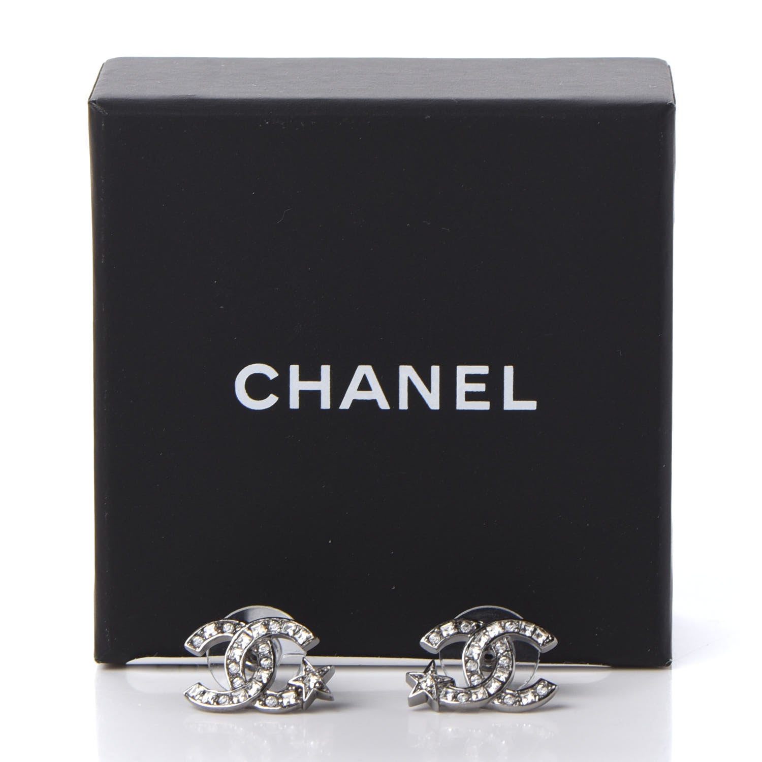 Chanel Crystal CC Starfall Earrings Silver 5 of 5