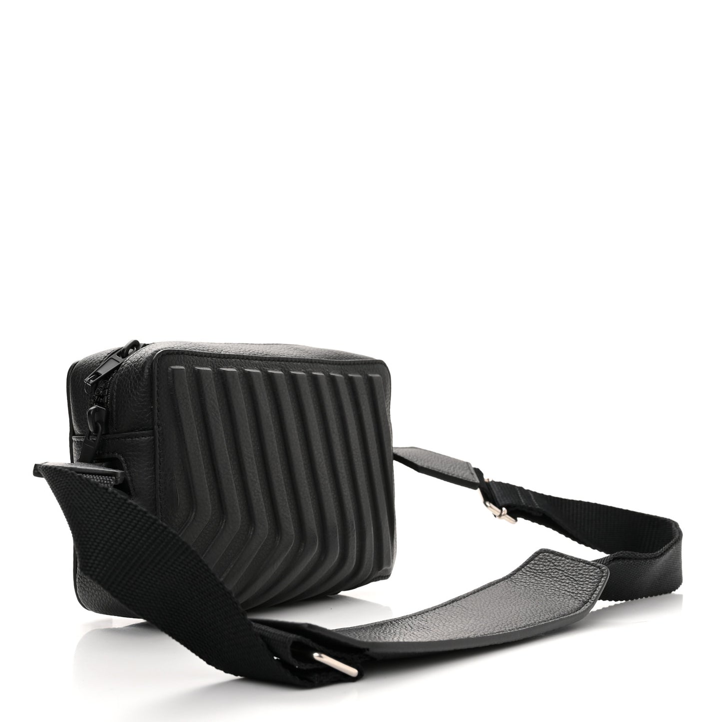 Grained Calfskin Embossed Car Camera Bag Black
