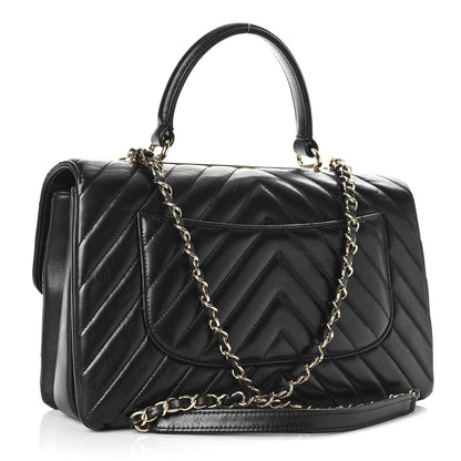 Chanel Lambskin Chevron Quilted Medium Trendy CC Dual Handle Flap Bag Black 3 of 14