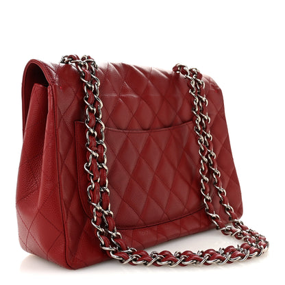 Chanel Caviar Quilted Jumbo Single Flap Dark Red 3 of 14