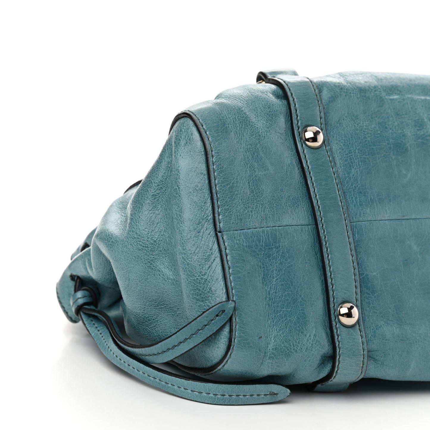 Vitello Lux Gathered Tote Azzurro