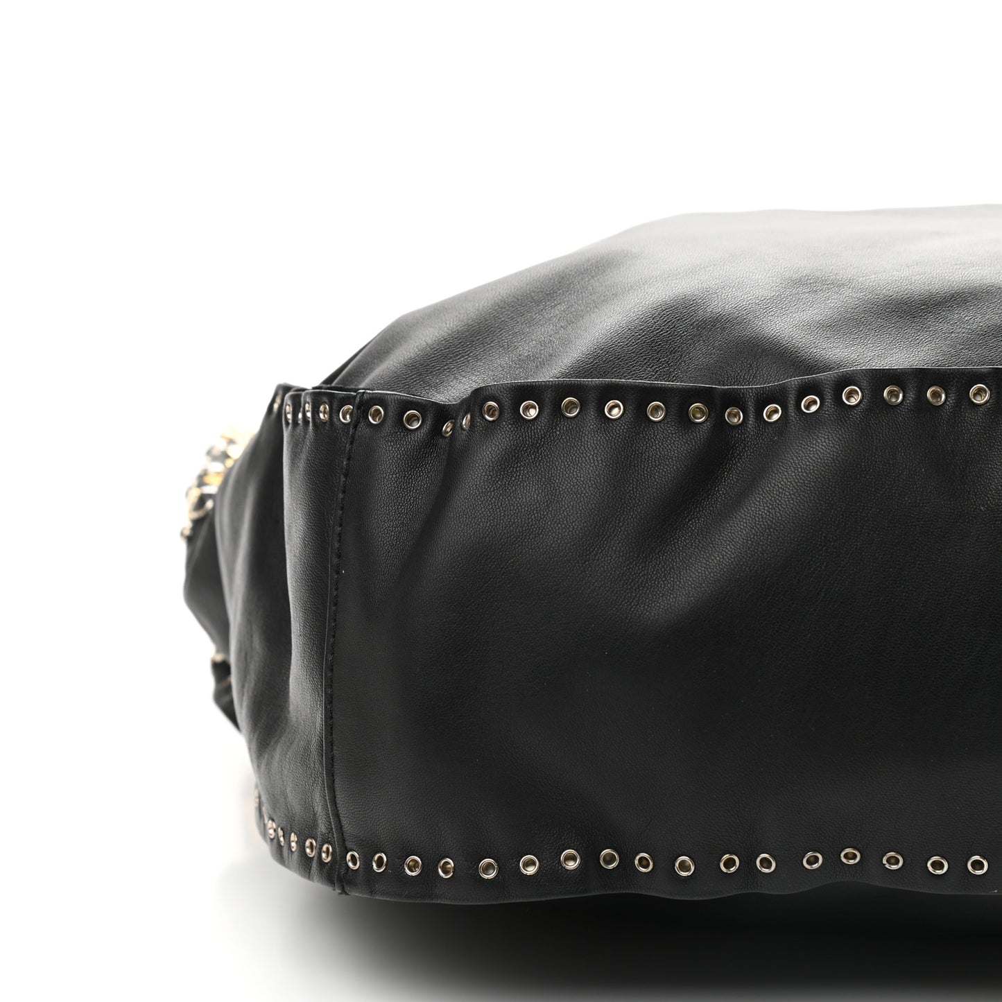 Smooth Calfskin Star Studded Hobo Bag Black