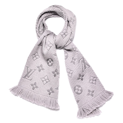 Louis Vuitton Wool Silk Logomania Scarf Pearl Grey 1 of 5