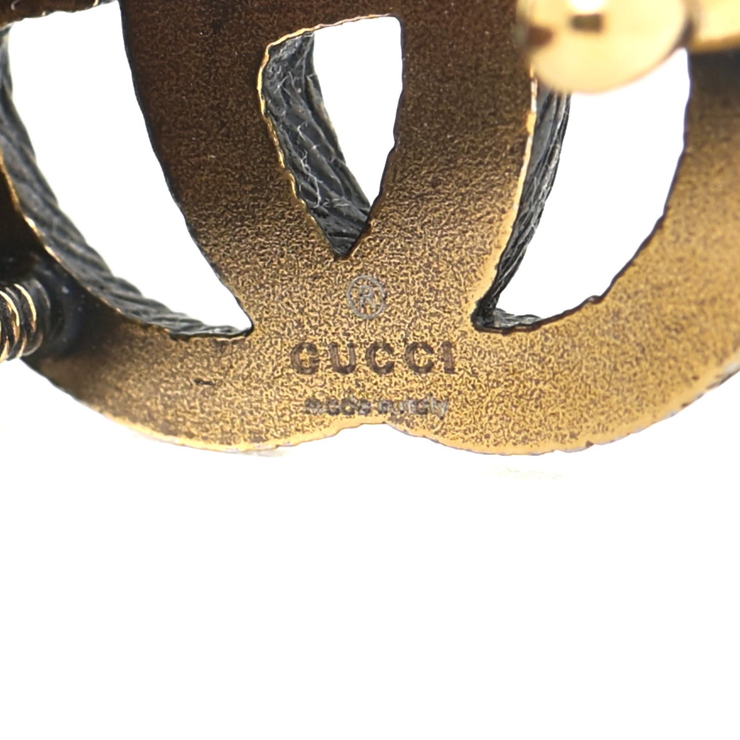 Faded Calfskin Engraved Double G Bracelet S Brown