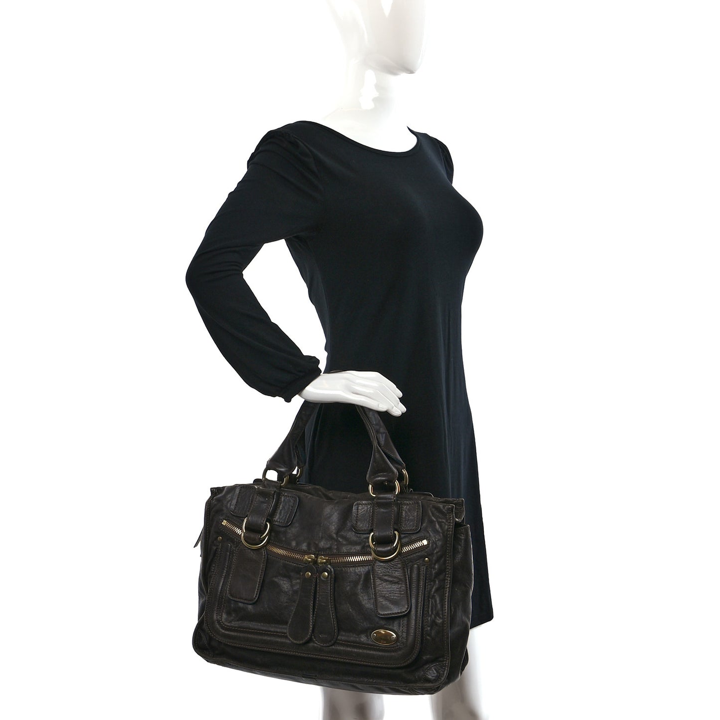 Calfskin Large Bay Tote Brown