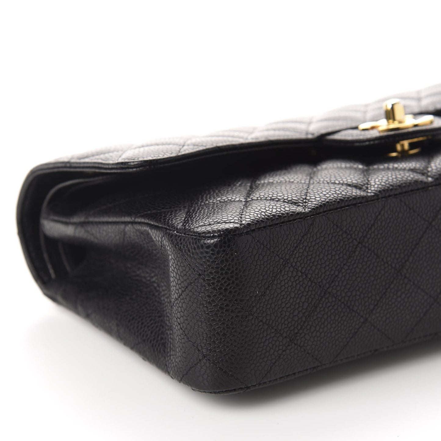 Caviar Quilted Medium Double Flap Black