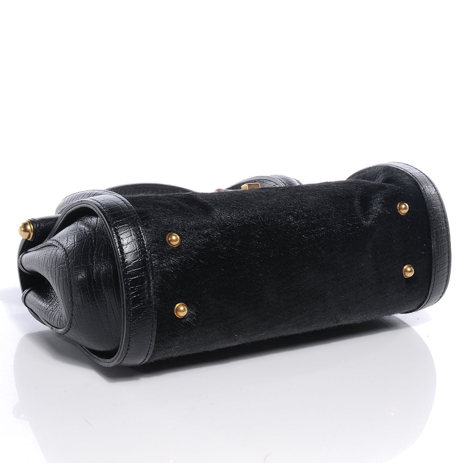 Gucci Calf Hair Calfskin Mini Bamboo Bullet Black 4 of 8