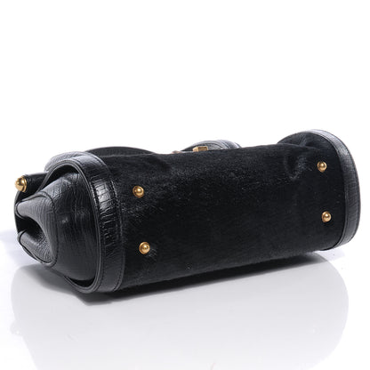 Gucci Calf Hair Calfskin Mini Bamboo Bullet Black 4 of 8