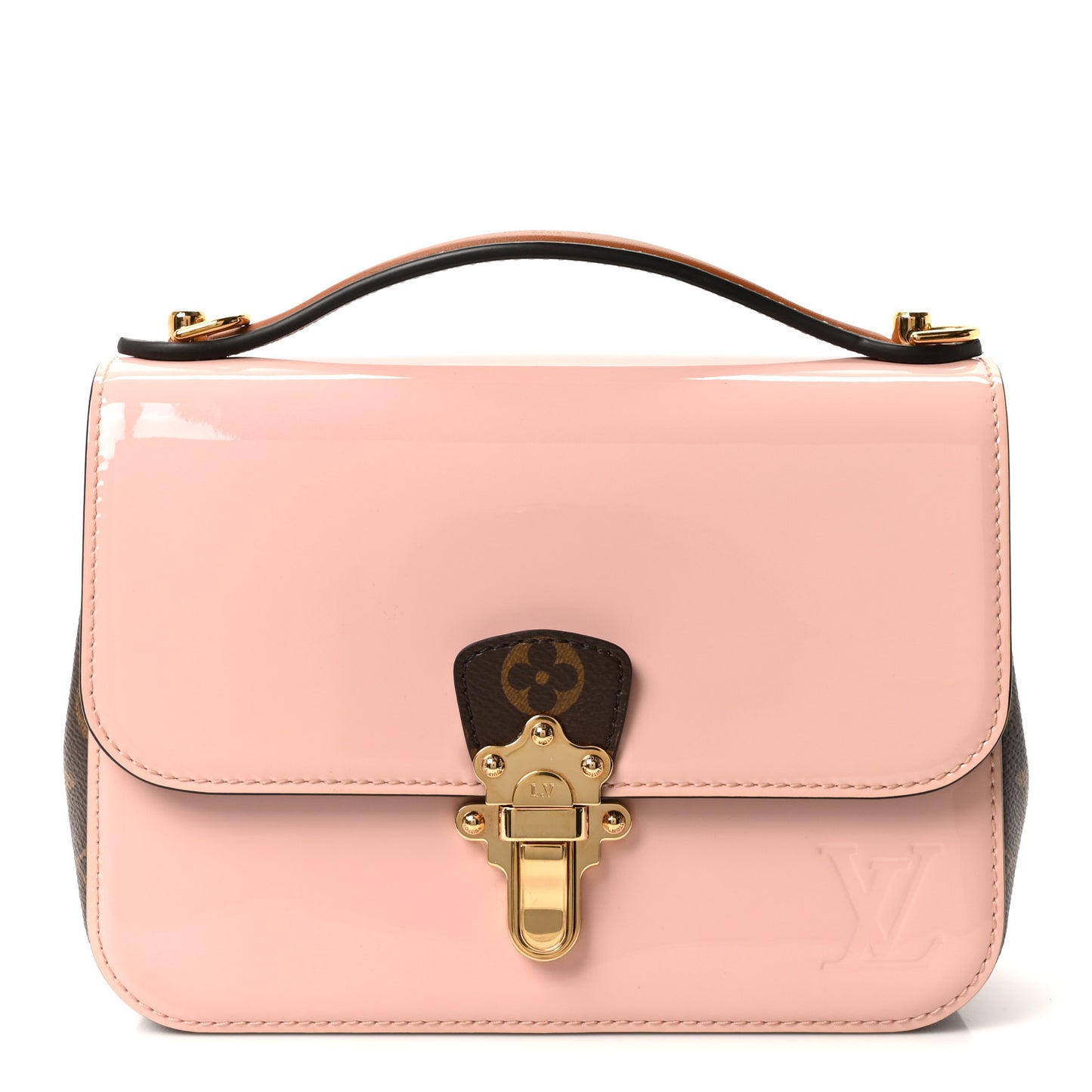 Patent Calfskin Monogram Cherrywood BB Rose Ballerine