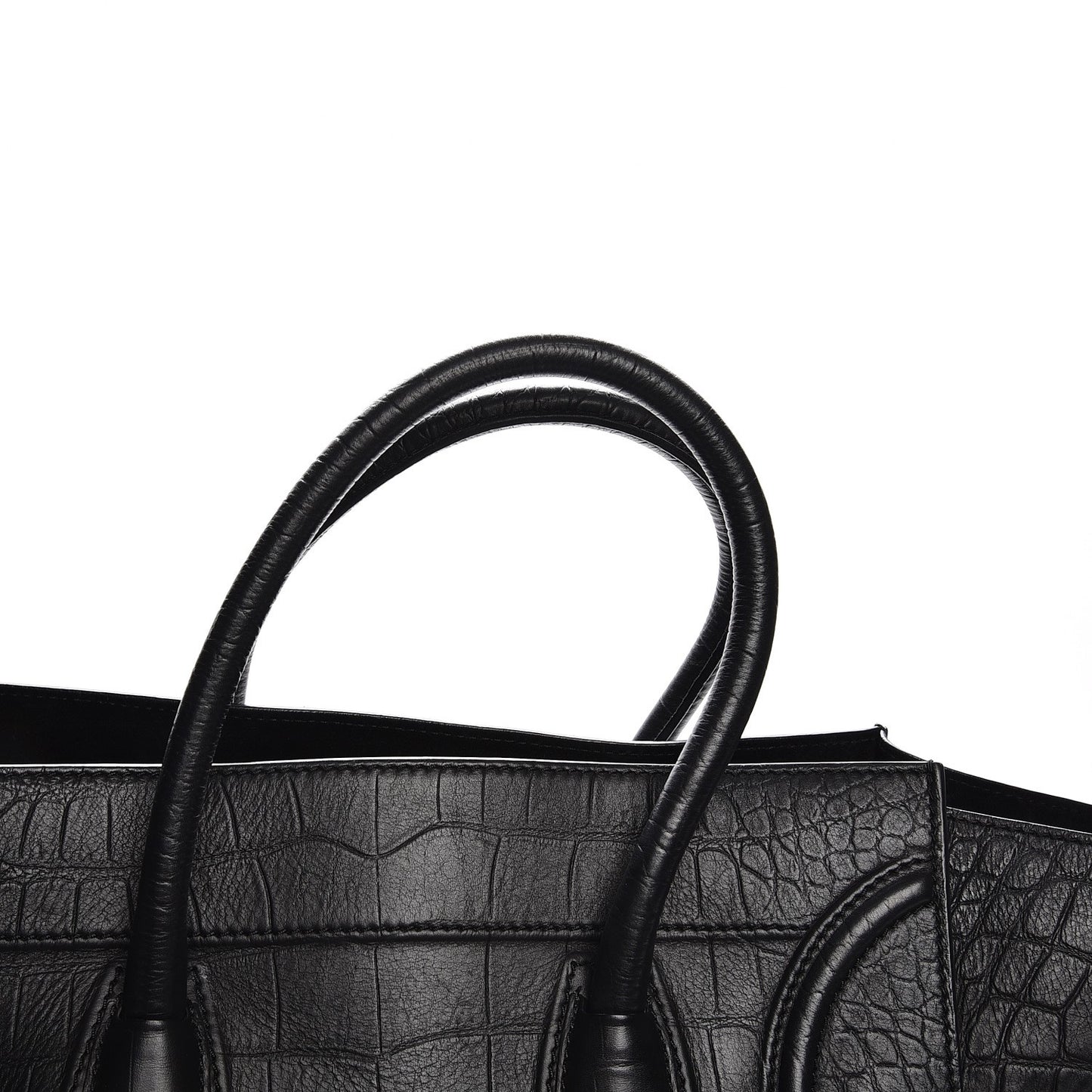 Crocodile Embossed Calfskin Large Phantom Luggage Black