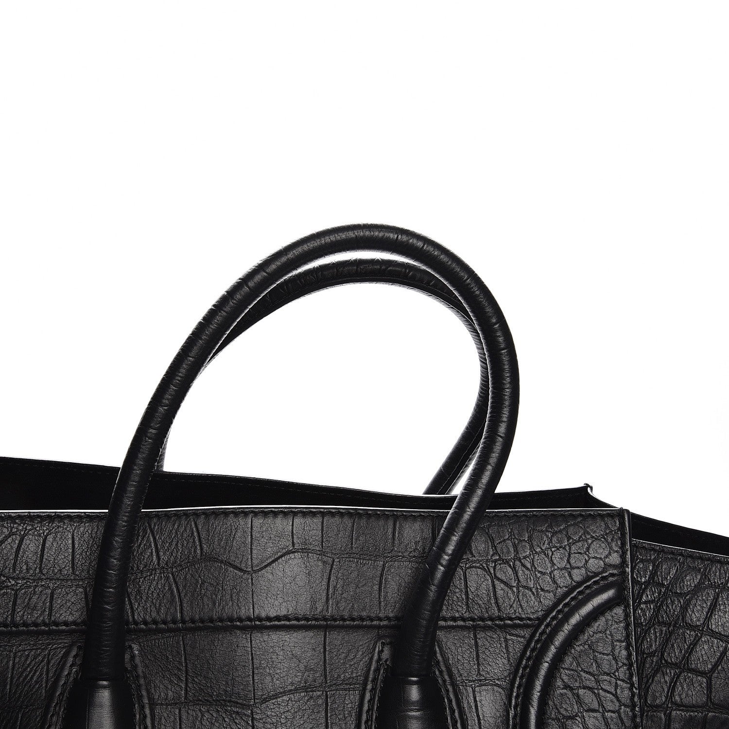 Celine Crocodile Embossed Calfskin Large Phantom Luggage Black 9 of 9