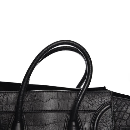 Celine Crocodile Embossed Calfskin Large Phantom Luggage Black 9 of 9