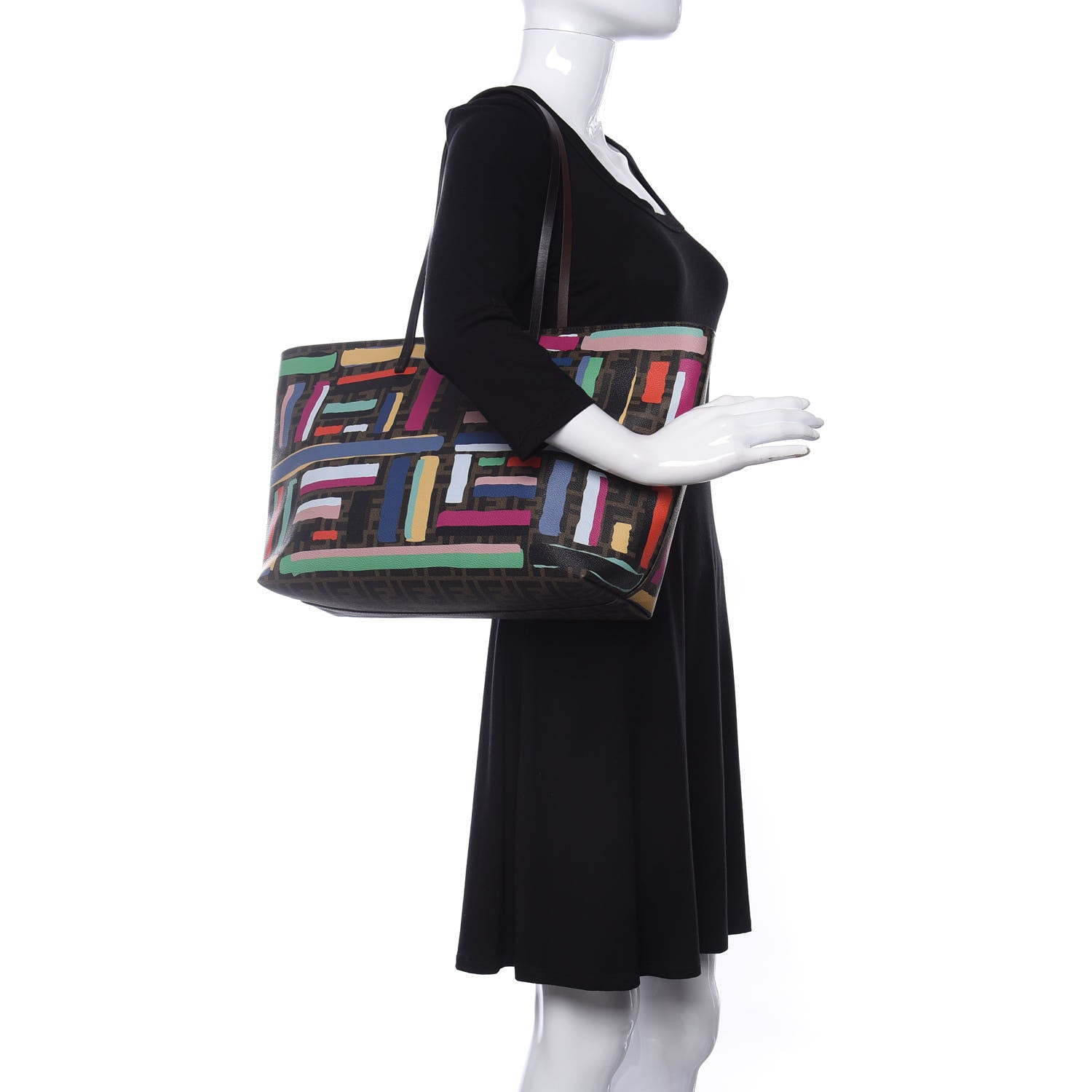 Fendi Zucca Spalmati Chalks Medium Roll Tote Tobacco Multicolor 2 of 9