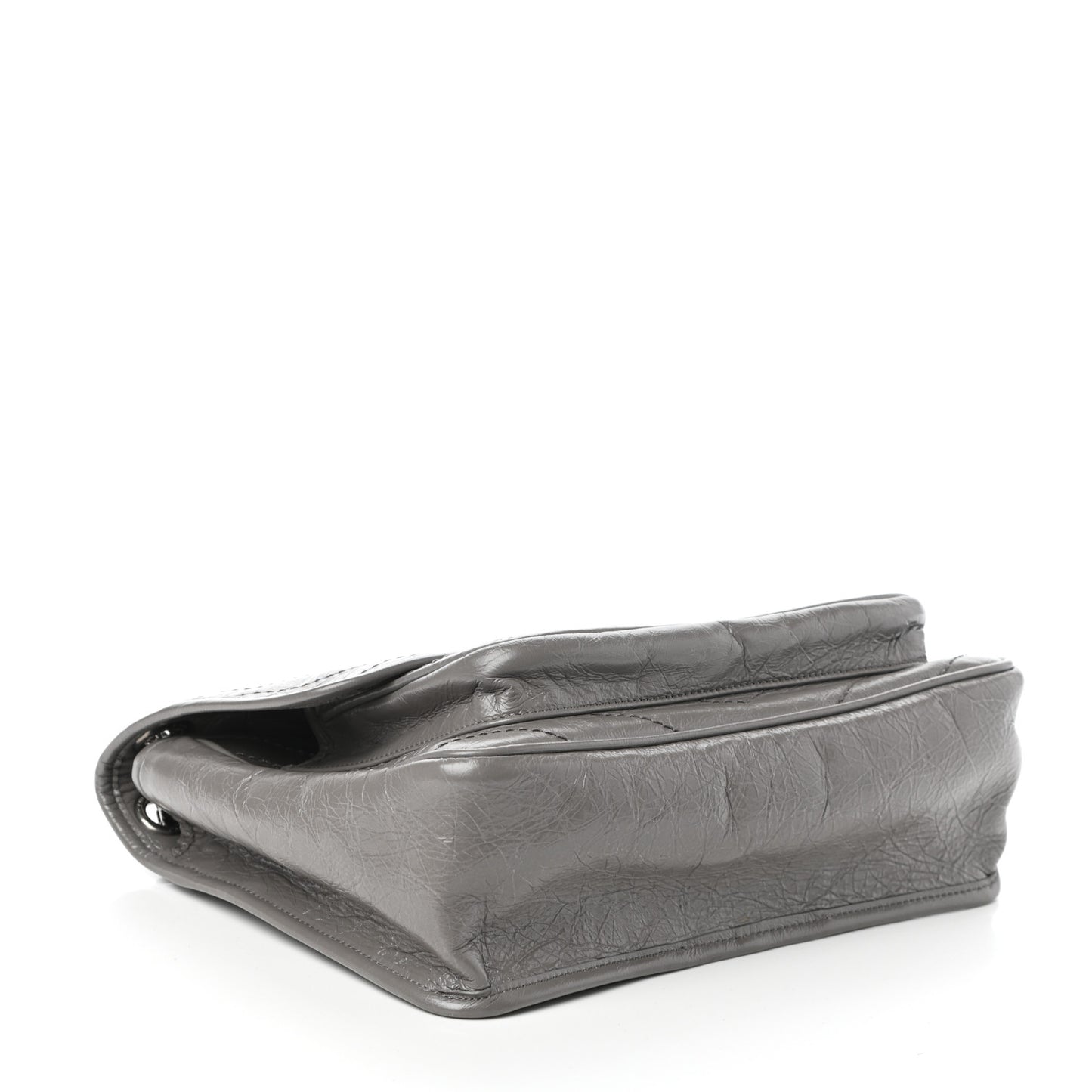 Crinkled Calfskin Matelasse Monogram Medium Niki Chain Satchel Fog