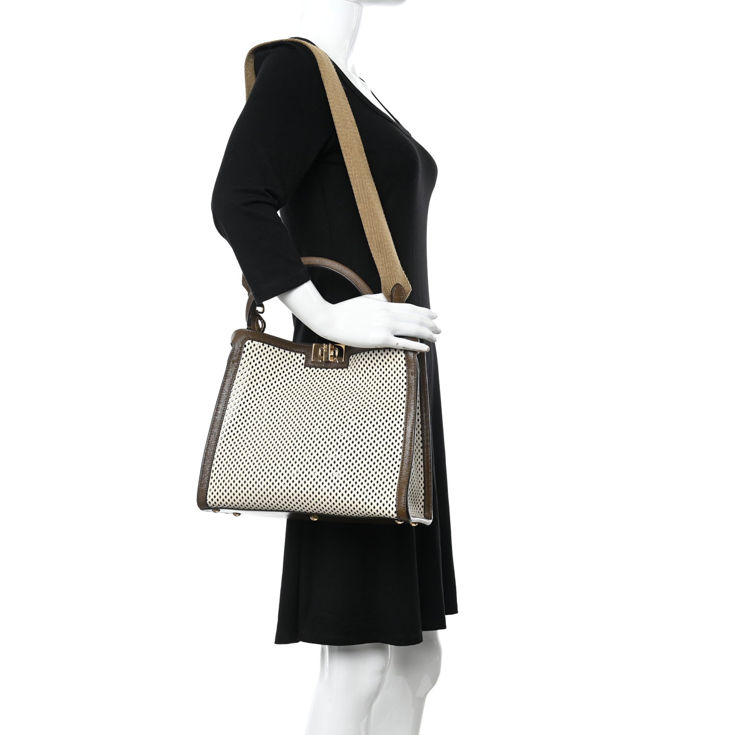 Vitello Liberty Glossy Lambskin Perforated Medium Peekaboo X-Lite White Ice Rust Maya
