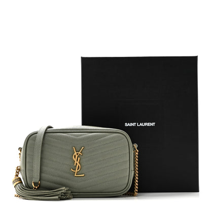 Saint Laurent Grain De Poudre Matelasse Monogram Mini Lou Camera Bag Light Sage 11 of 11