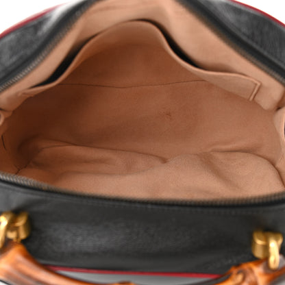 Gucci Vintage Effect Calfskin Matelasse Diagonal Small Torchon GG Marmont Bamboo Top Handle Shoulder Bag Black Romantic Cherry 5 of 10