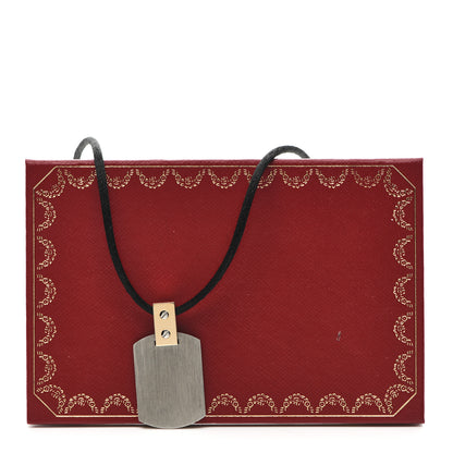 Cartier 18K Yellow Gold Stainless Steel Santos Dog Tag Pendant Necklace 5 of 5
