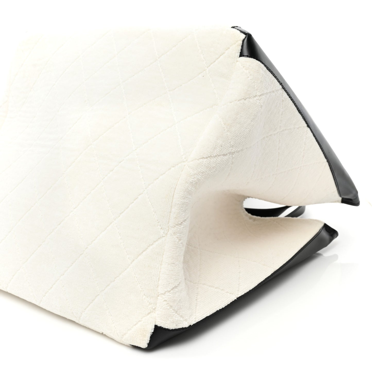 Cotton Lambskin Quilted CC Tote White Black