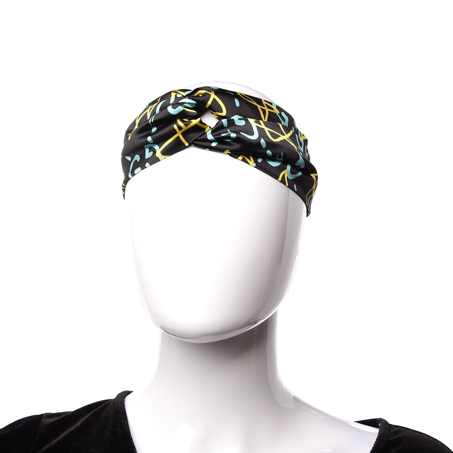 Gucci Silk GucciGhost Stars Print Duchesse Headband Black Sky Blue 2 of 5
