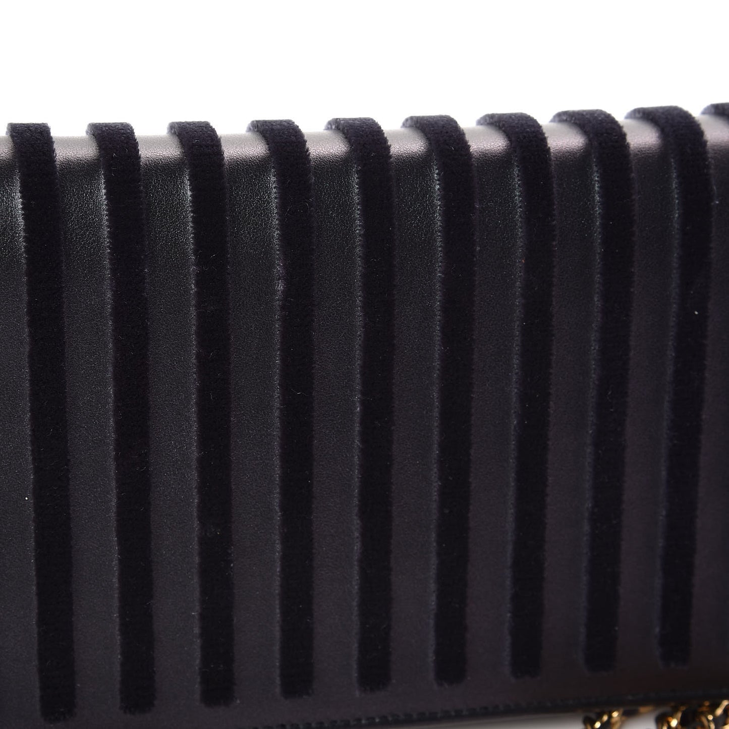 Iridescent Calfskin Velvet Stripe Wallet On Chain WOC Purple