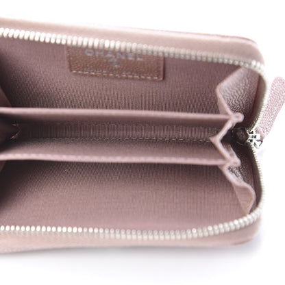 Chanel Metallic Caviar Chevron Quilted Vintage Mademoiselle Zip Coin Purse Pink 5 of 8