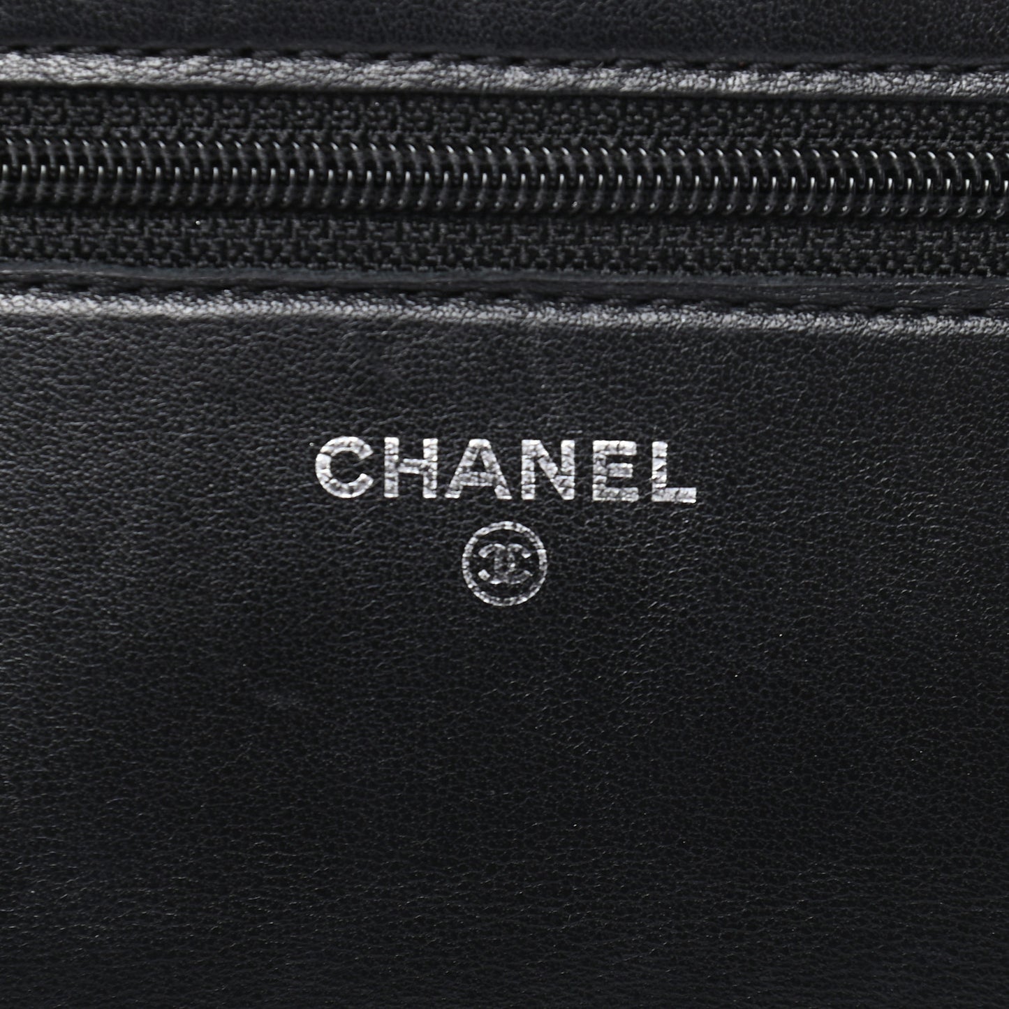 Lambskin Camellia Embossed Wallet On Chain WOC Black