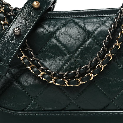 Chanel Aged Calfskin Quilted Small Gabrielle Hobo Dark Green 8 of 10