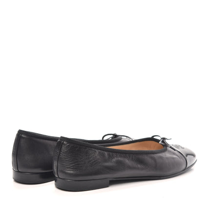 Chanel Lambskin Patent CC Cap Toe Ballerina Flats 40 Black 4 of 7
