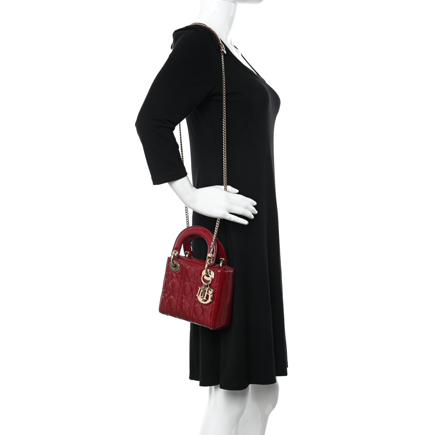 Christian Dior Patent Cannage Mini Lady Dior Red 2 of 9