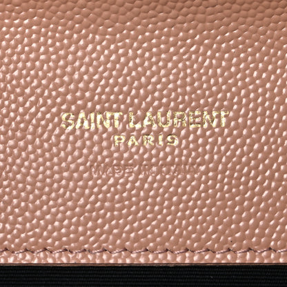 Saint Laurent Grain De Poudre Matelasse Chevron Monogram Cassandre Flap Pouch  Vintage Peach 6 of 8