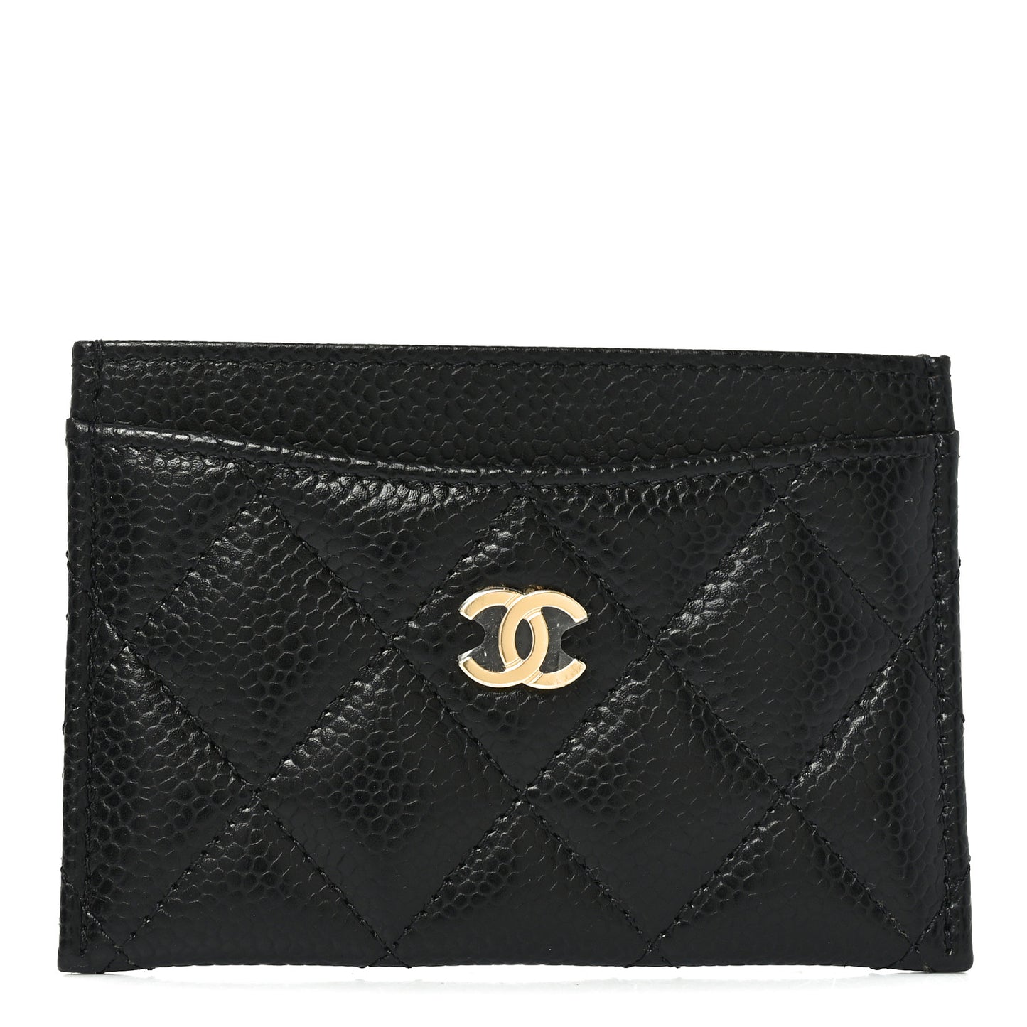 Caviar Quilted Card Holder Black