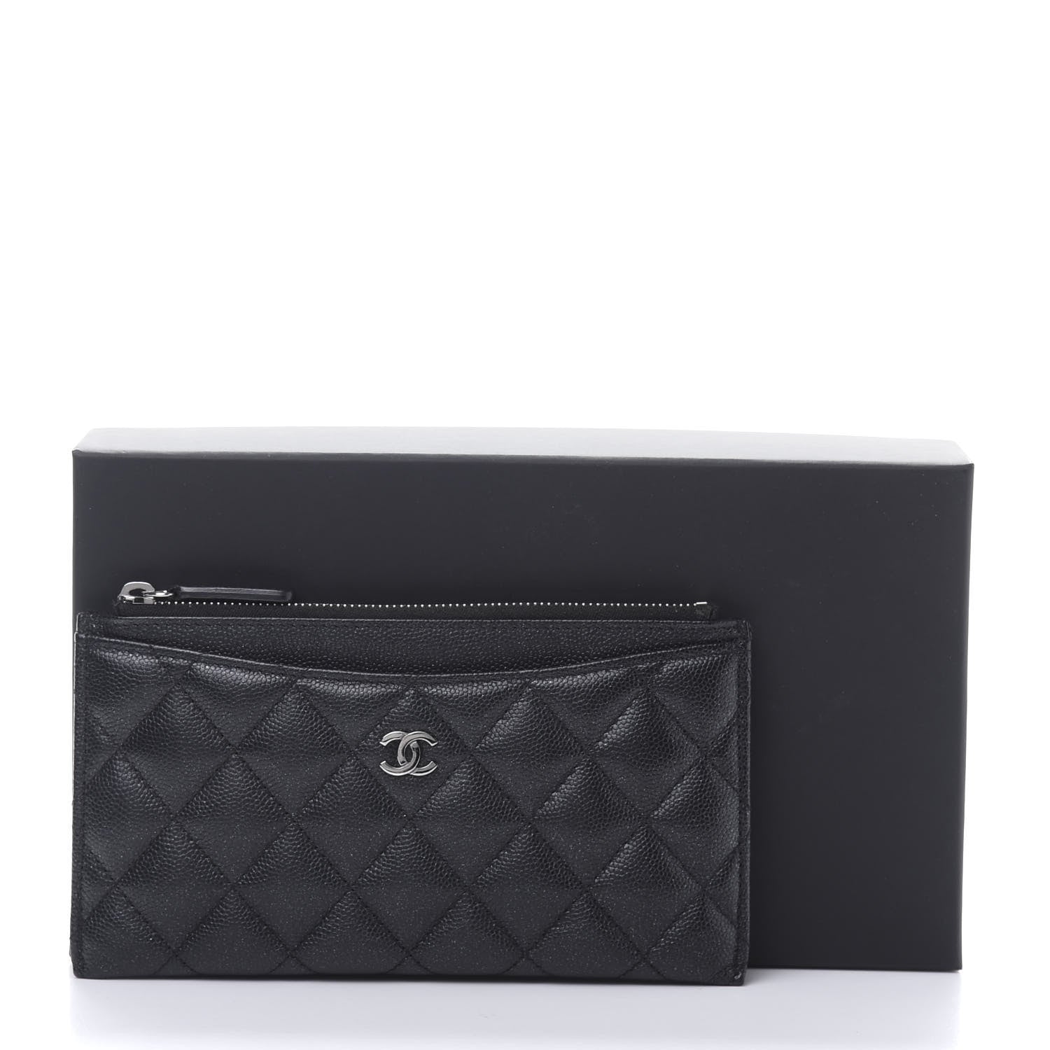 Chanel Iridescent Caviar Quilted Classic Zip Pouch Black 13 of 13
