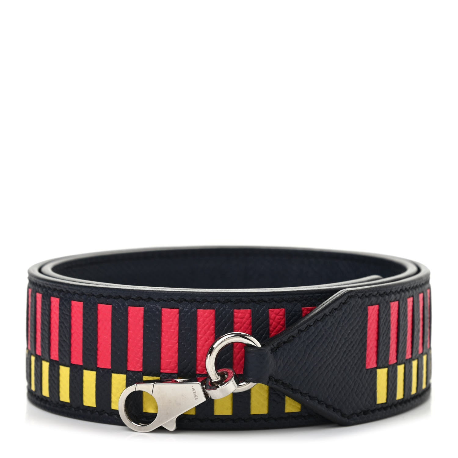 Hermes Epsom 40mm Mousquetons Tressage Shoulder Strap Bleu Indigo Rose Extreme Lime 1 of 5