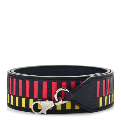 Hermes Epsom 40mm Mousquetons Tressage Shoulder Strap Bleu Indigo Rose Extreme Lime 1 of 5