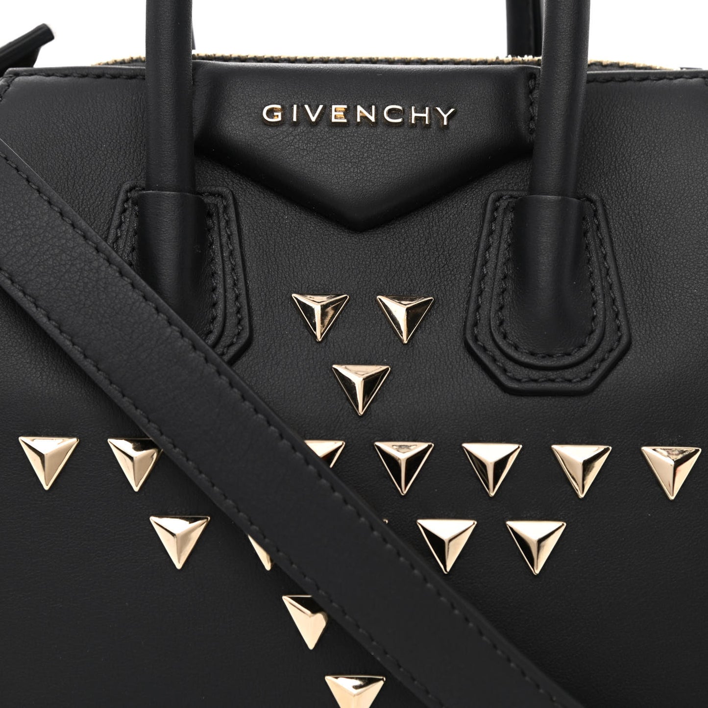 Smooth Calfskin Triangle Studded Mini Antigona Black