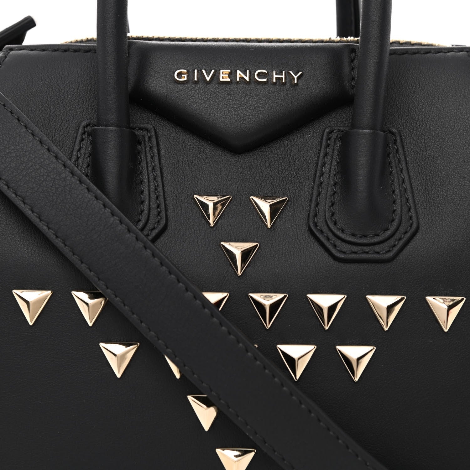 Givenchy Smooth Calfskin Triangle Studded Mini Antigona Black 8 of 11
