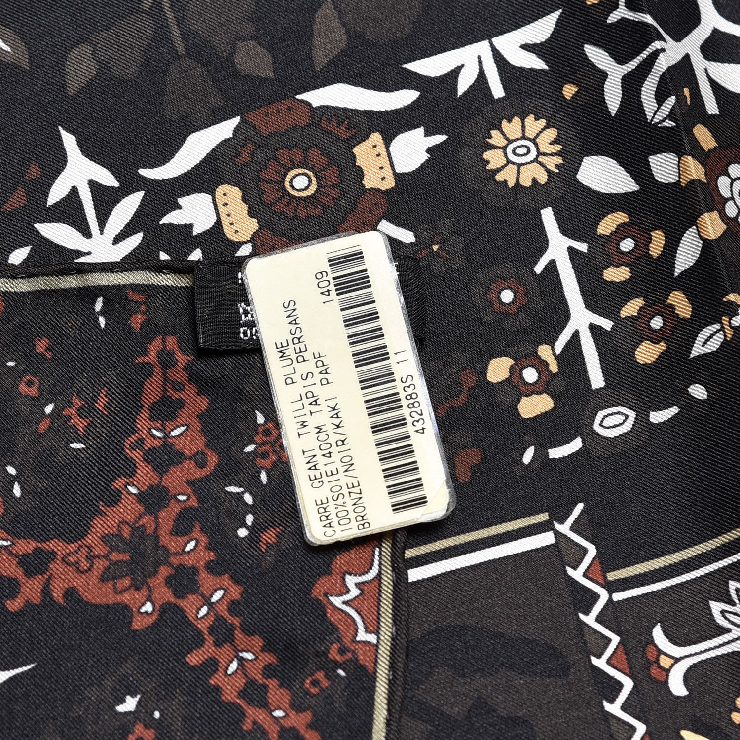 Hermes Silk Twill Tapis Persans Scarf 140 Bronze Black Kaki 4 of 4