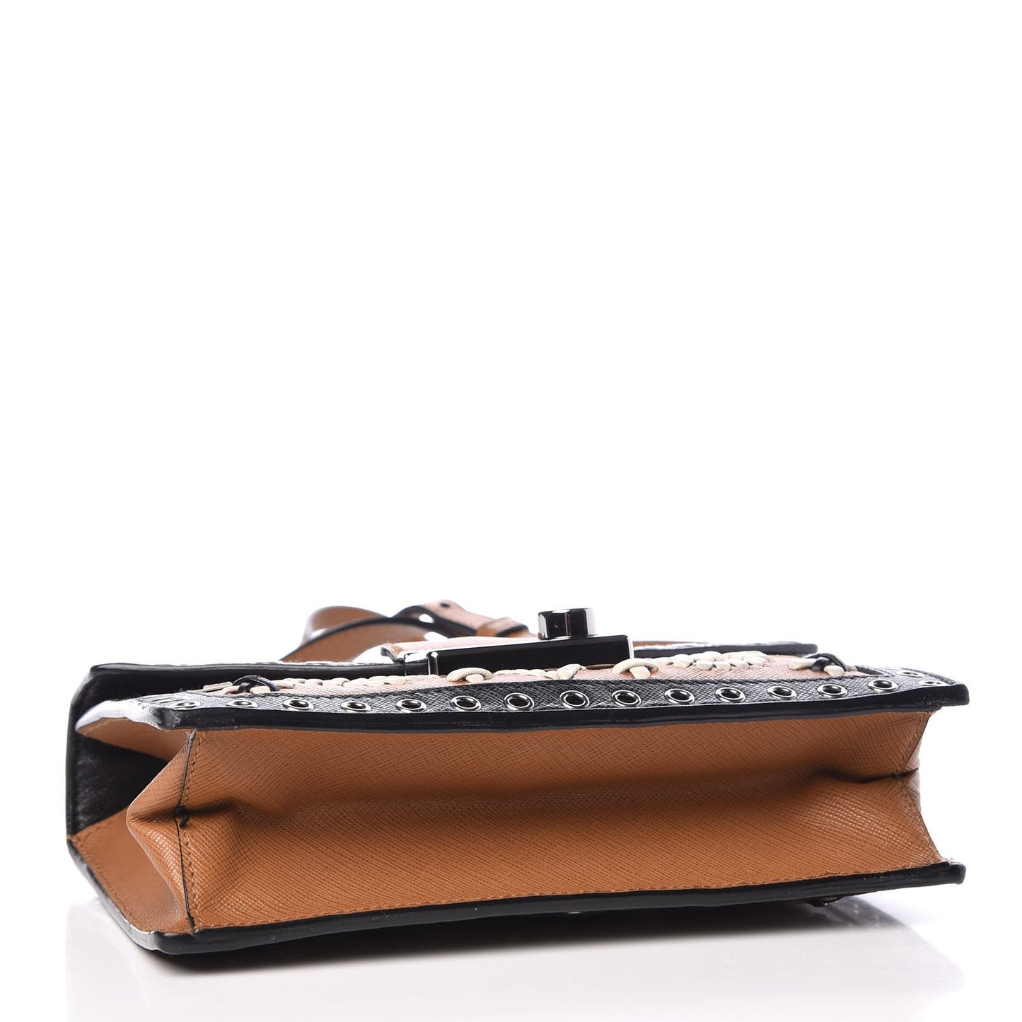 Saffiano Embroidered Pattina Crossbody Bag Caramel Ghiaccio