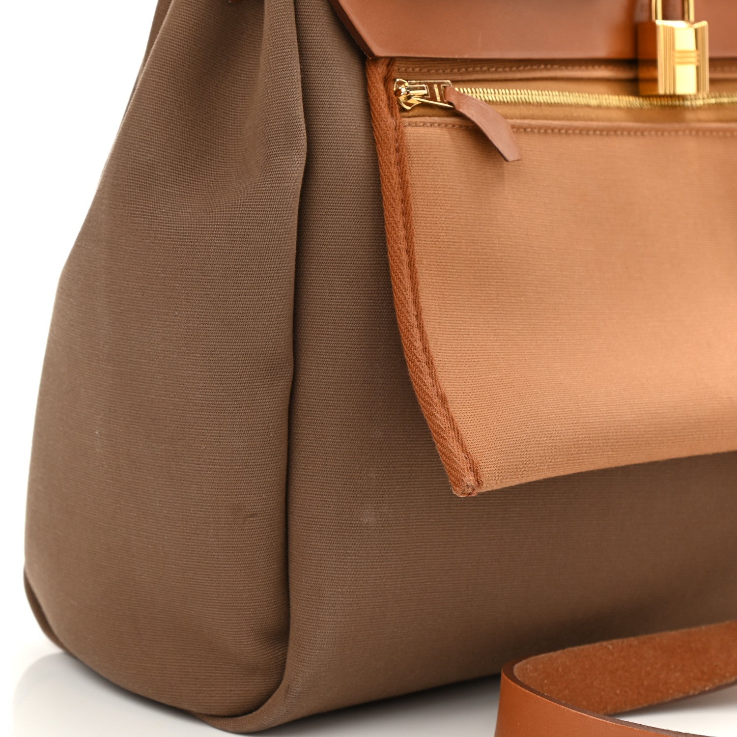 Hermes Vache Hunter Toile Herbag Zip 31 PM Etoupe Dune Fauve 11 of 12
