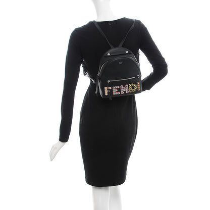 Fendi Vitello Century Fun Fair Metal Studded Mini Backpack Black Multicolor 2 of 12