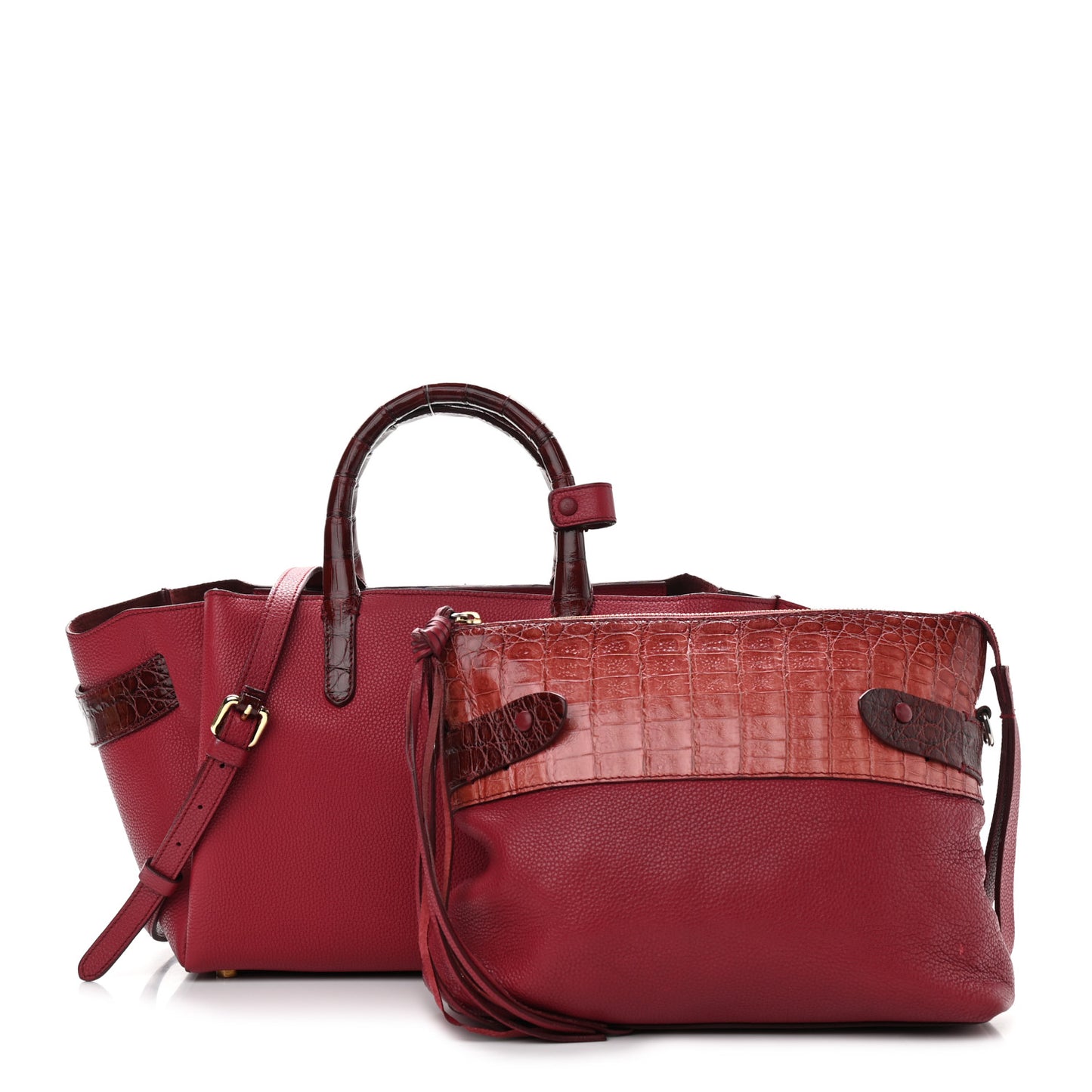 Calfskin Crocodile Cristie Satchel Red