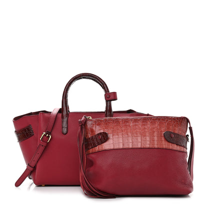 Nancy Gonzalez Calfskin Crocodile Cristie Satchel Red 1 of 17