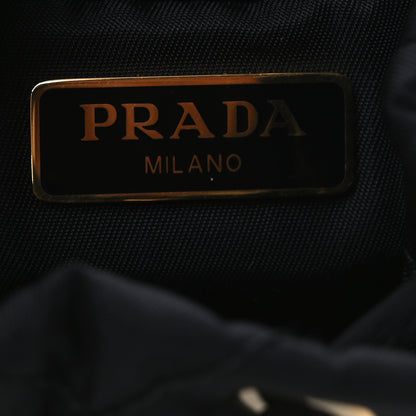 Prada Re-Nylon Quilted Metal Triangle Logo Mini Drawcord Pouch Shoulder Bag Black 6 of 12