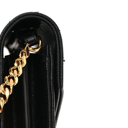 Saint Laurent Grain De Poudre Matelasse Chevron Monogram Chain Wallet Black 14 of 15