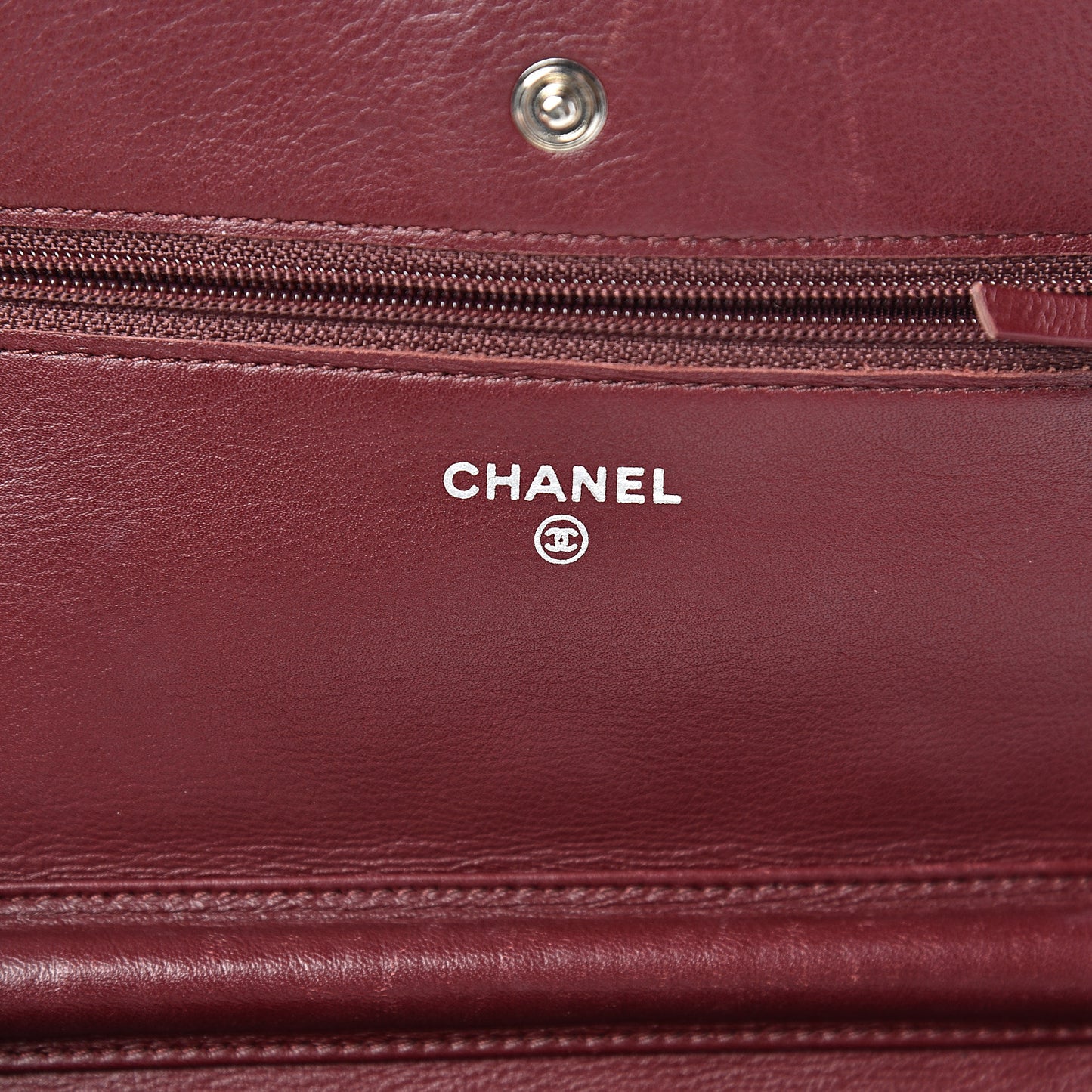 Patent Quilted Wallet On Chain WOC Burgundy